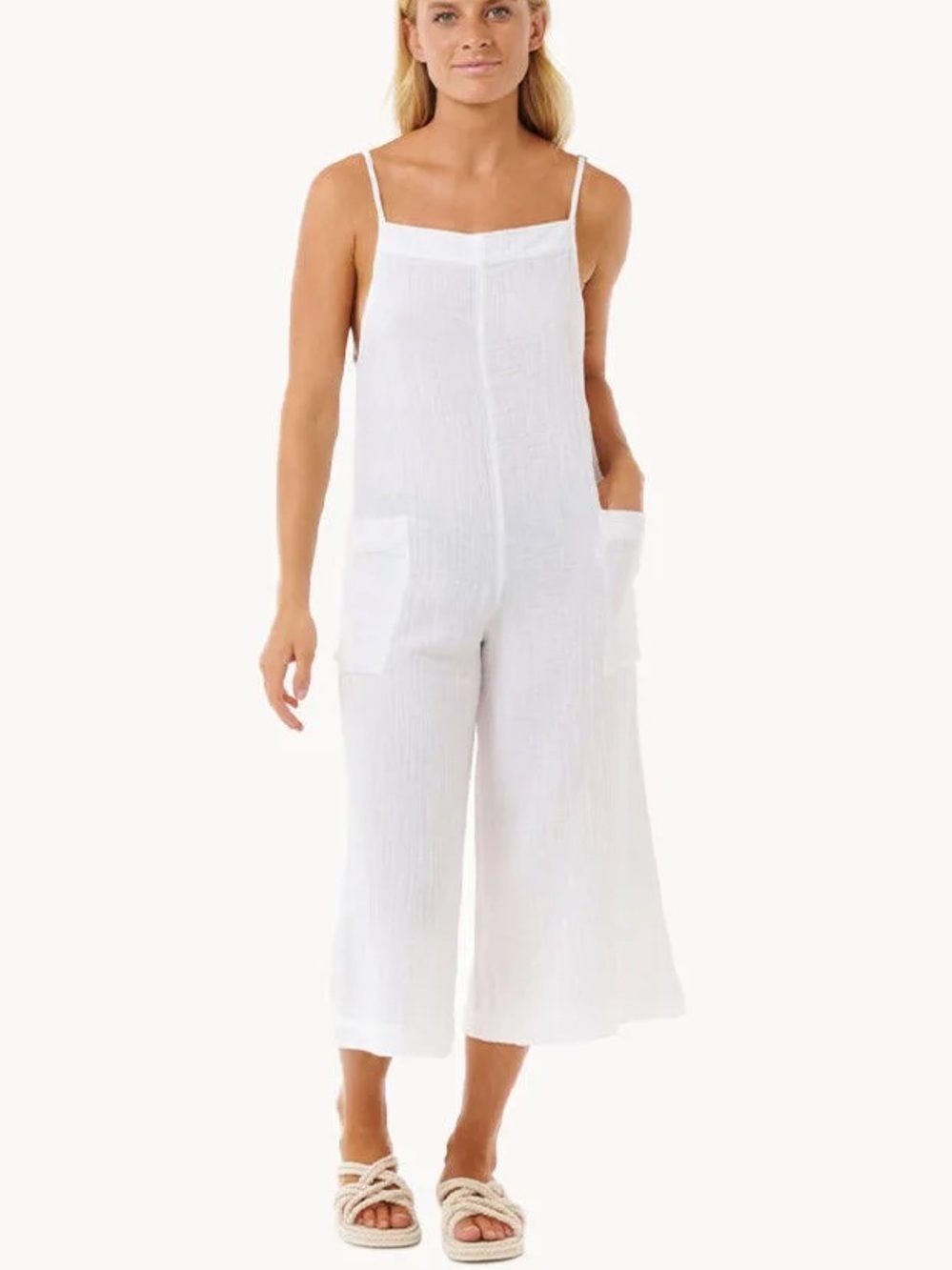 Women's White Wide-Leg Jumpsuit